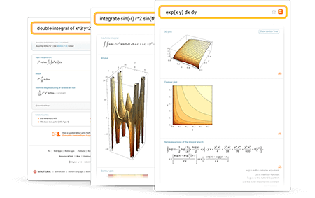 Double integral results with 3D plots, contour plots, series expansions and answers